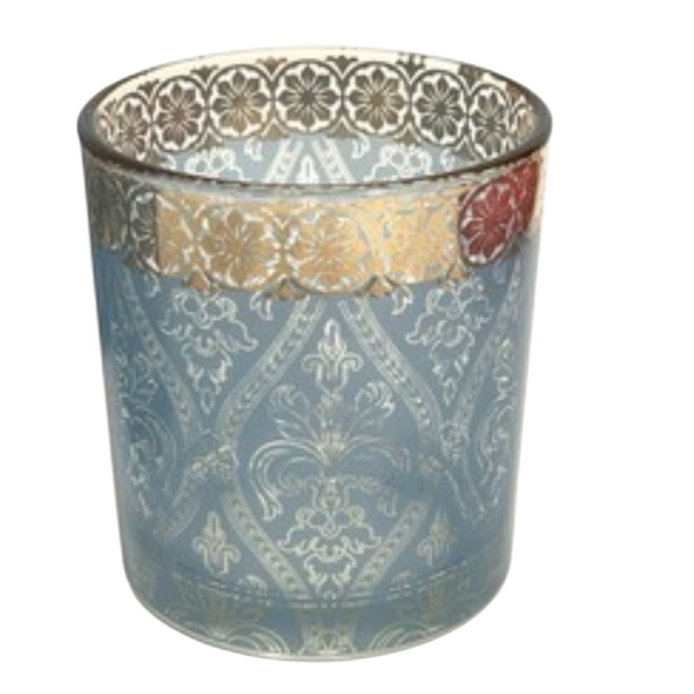 ANTHROPOLOGIE PATINA VIE Blue With 18kt Gold Filigree Tumbler NEW - Picture 2 of 4